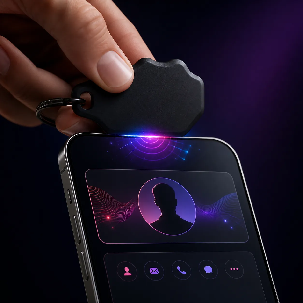 Scan d'un porte-clé NFC avec un smartphone