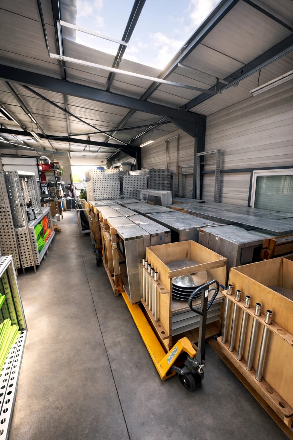 Le stock de cadres BeMatrix dans l'atelier iDkom à Brevilliers, prêt à partir pour Montbéliard ou Belfort